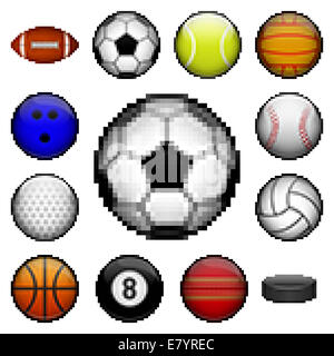 Pixel sports balls Stock Photo