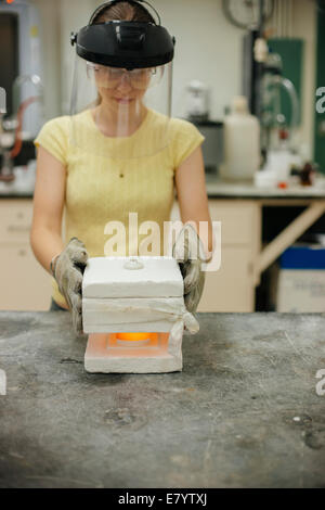 Molder at work at foundry shop Stock Photo