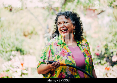 Portrait of senior woman smiling Stock Photo