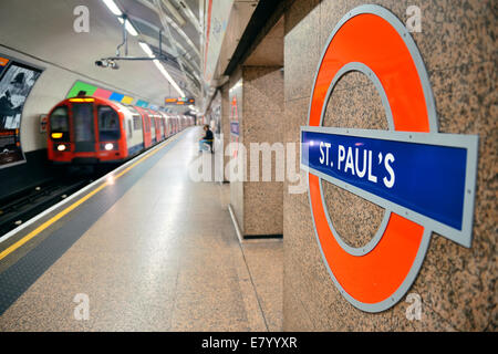 LONDON, UK - SEP 27: London Underground station interior on September 27, 2013 in London, UK. The system serves 270 stations, 402 kilometers of track with operation history of 150 years Stock Photo