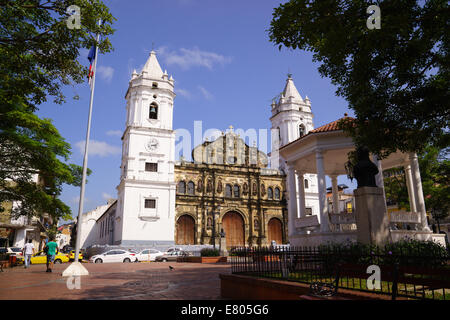 Tourist attractions and destination scenics. View of Casco Antiguo in Panama City and cathedral Stock Photo