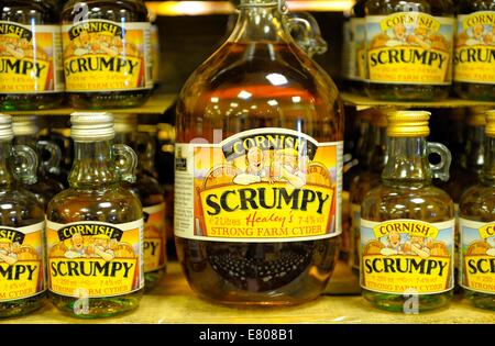 Cornish Scrumpy on sale in a souvenir shop Lands End Cornwall England uk Stock Photo