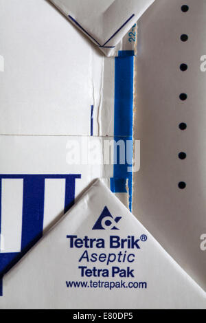 Tetra Brik aseptic Tetra Pak detail on carton Stock Photo