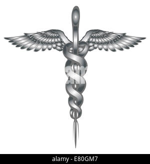 The Caduceus Medical Symbol isolated on a white background Stock Photo