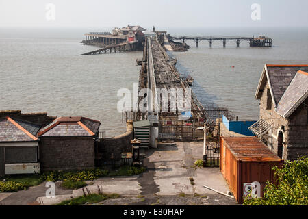 Birnbeck Pier at Weston-Super-Mare, Somerset UK which has been closed since 1994 and is now derelict. Stock Photo