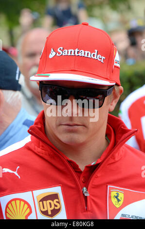 Kimi Räikkönen entered Formula One as a regular driver for Sauber-Petronas in 2001. Drives for Ferrari in 2014. Formula 1 F1 Grand Prix racing driver Stock Photo