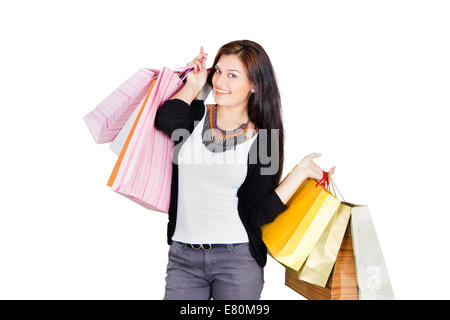 indian Beautiful Ladie  Shopping Stock Photo