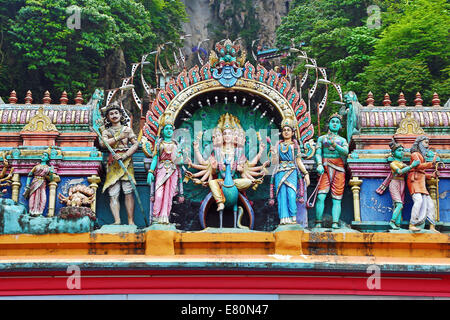 Carved figures on the entrance to the Batu Caves, a Hindu shrine in Kuala Lumpur, Malaysia Stock Photo