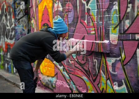 Rutledge Lane, Melbourne in Australia is where street artists are allowed to decorate the walls. Stock Photo