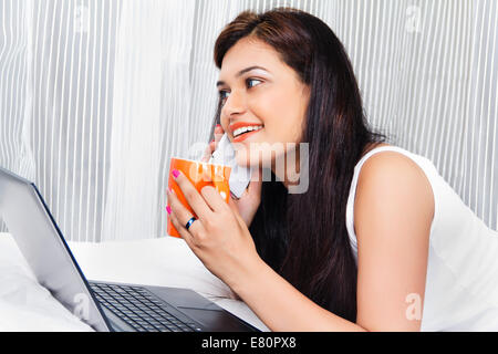 indian Beautiful Ladies talking phone Stock Photo