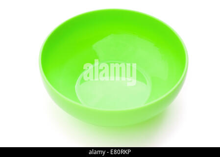 green empty plastic bowl on white with clipping path Stock Photo
