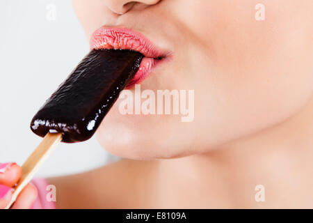 indian Beautiful Ladie with  Icecream Stock Photo