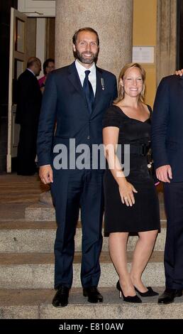 Parma, Italy. 27th Sep, 2014. Princess Margarita de Bourbon Parme and and Tjalling ten Cate arriving for the Gala Dinner at Teatro Regio in Parma, Italy, 27 September 2014. Photo: Albert Nieboer/Netherlands OUT//dpa/Alamy Live News Stock Photo