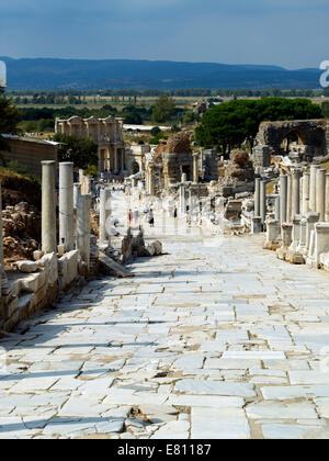 Curetes Street viewed from The Hercules Gate at Ephesus on the South Aegean coast of Turkey Stock Photo