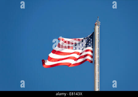 United States of America, USA, The US, Jan 2014 Horizontal close up of the Stars and Stripes national flag of America against a Stock Photo