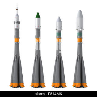 Carrier Rockets 'Soyuz ' family. 3D Model. Stock Photo