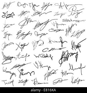 set of personal signature, ink autographs Stock Photo - Alamy