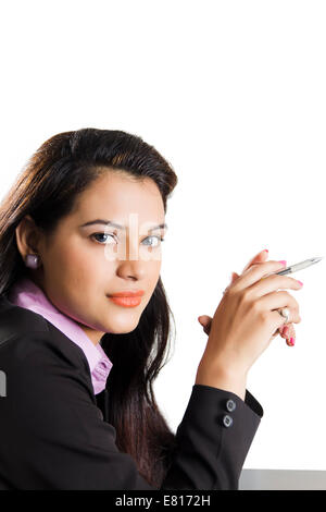 indian Business Woman sitting Office Stock Photo