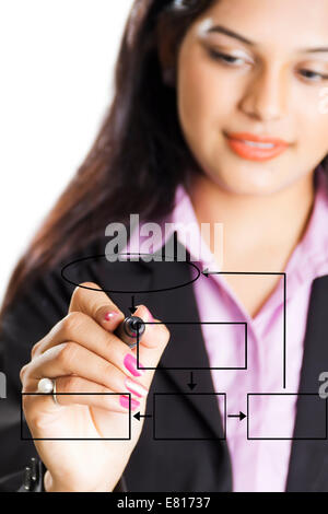 indian Business Woman Writing  Graph Stock Photo