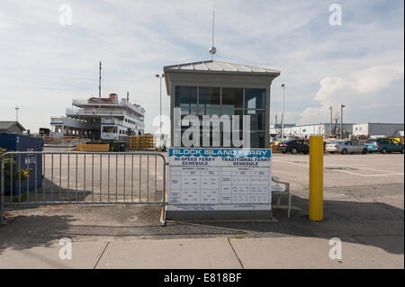 Block Island Ferry Narragansett Rhode Island time Schedule and Car Reservations Only Parking Lot Stock Photo