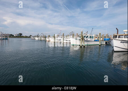 Fishing boats moored at the Galilee Narragansett Rhode Island USA Marina Stock Photo