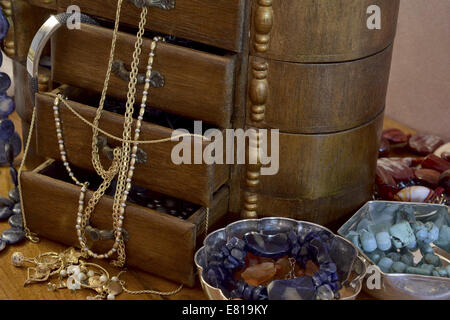 trinkets and fashion objects in a casket Stock Photo