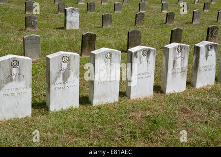 Gravestones of unknown Confederate naval servicemen. Stock Photo