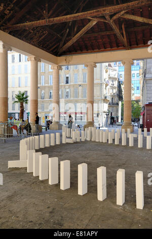 Giant Domino Circuit, Marseille, France. 28th Sep, 2014. Marseille has been the latest setting for a mammoth domino circuit linking the city's main train station to the old port. The brain-child of British artist Julian Maynard Smith, of Station Opera House, the installation follows similar events in London, Copenhagen, Helsinki and elsewhere Credit:  Chris Hellier/Alamy Live News Stock Photo