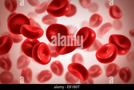 Microscopic view of blood cells. Stock Photo