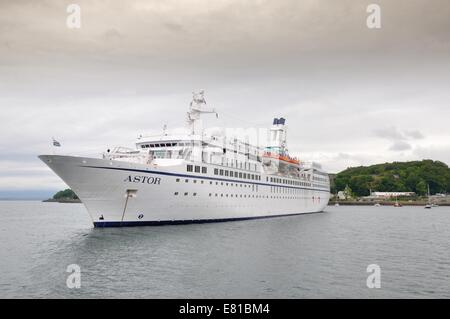 The cruise ship Astor at anchor in Oban Bay, Scotland Stock Photo