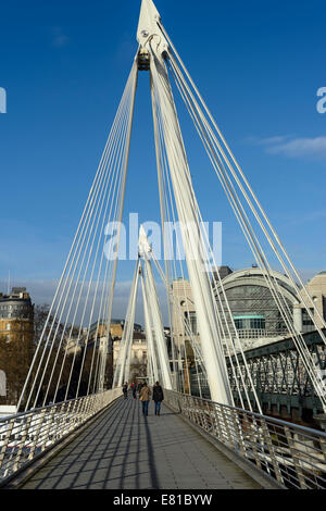 Crossing Golden Jubilee Bridge,Waterloo, London, England,UK Stock Photo
