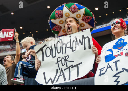 Houston, Texas, USA. 28th Sep, 2014. A Houston Texans fan during the 2nd half of an NFL game between the Houston Texans and the Buffalo Bills at NRG Stadium in Houston, TX on September 28th, 2014. Credit:  Trask Smith/ZUMA Wire/Alamy Live News Stock Photo