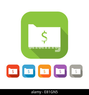 Color set of flat folder with dollar Stock Photo