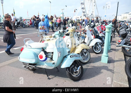 Mod Scooters on Brighton Sea Front Stock Photo