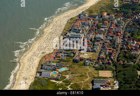 Aerial view, beach, Wangerooge, East Frisian Islands, East Frisia, Lower Saxony, Germany Stock Photo