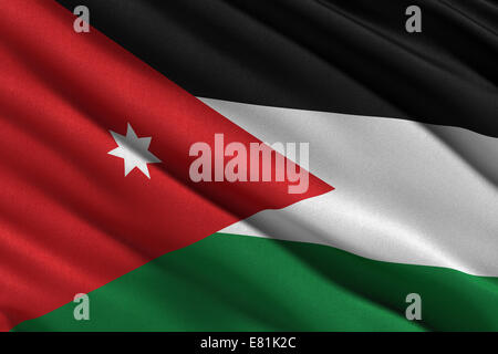 Flag of Jordan waving in the wind Stock Photo