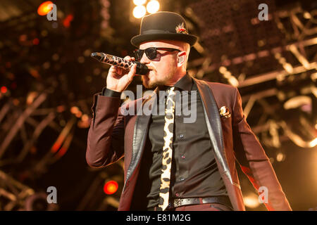 The German rapper and musician Jan Delay with band performing live at Heitere Open Air, Zofingen, Canton of Aargau, Switzerland Stock Photo