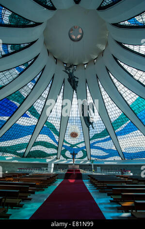 Glass ceiling of Cathedral of Brasilia by Oscar Niemeyer Stock Photo ...