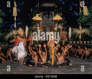 Dancers performing the Kecak dance, Ubud, Bali, Indonesia Stock Photo