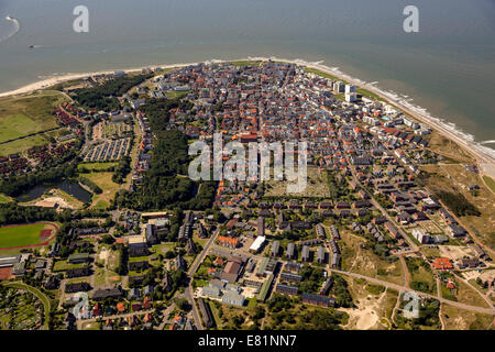 Aerial view, town of Norderney, western part of the island, Wadden Sea, Norderney, island in the North Sea, East Frisian Islands Stock Photo