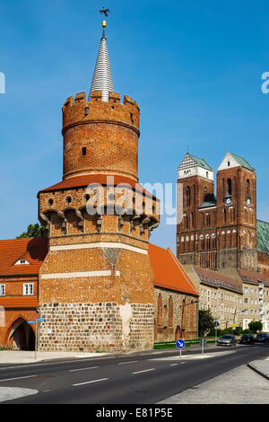 Mitteltorturm and St. Mary's Church, Prenzlau, Uckermark, Brandenburg, Germany Stock Photo