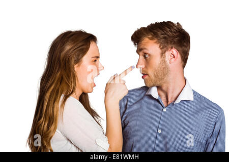 Casual young couple in an argument Stock Photo