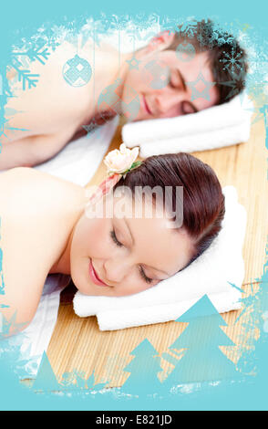 Resting couple lying on a massage table Stock Photo