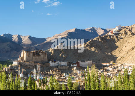 Leh Palace and a view of the village in Ladakh, India Stock Photo