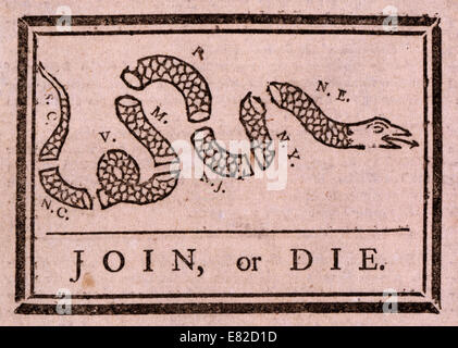 Benjamin Franklin's famous 'join or die' cartoo Stock Photo