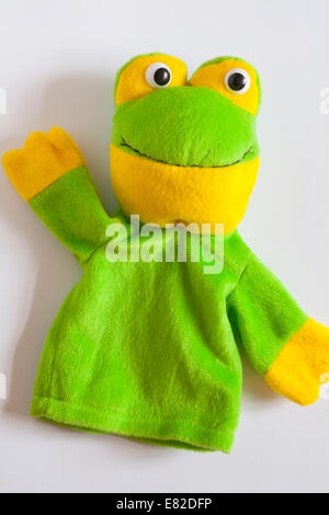 frog glove puppet on white background Stock Photo