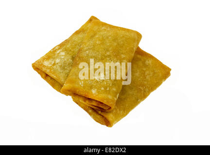 Three Spring Rolls on an isolated background Stock Photo