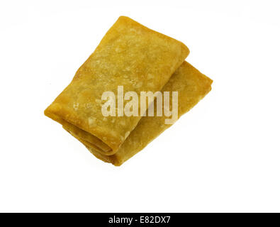 Two Spring Rolls on a white background Stock Photo