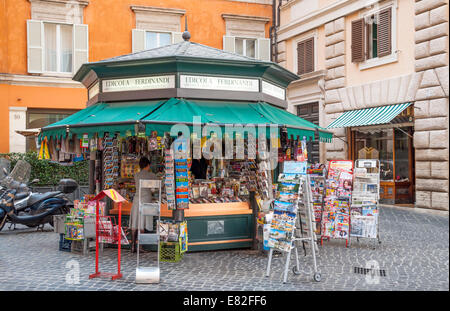 A newsstand in Rome near the Via del Corso sells newspapers, magazines, postcards, maps, and other items Stock Photo