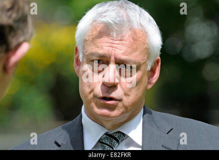 David Ward, former MP (LibDem, Bradford East up to 2015) being interviewed on College Green, Westminster Stock Photo